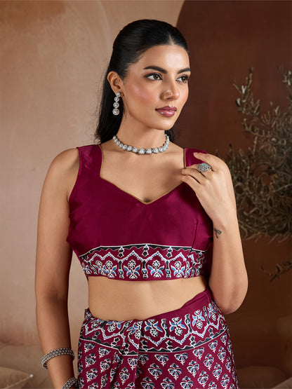 Women's Satin Georgette Saree With Unstitched Blouse Piece