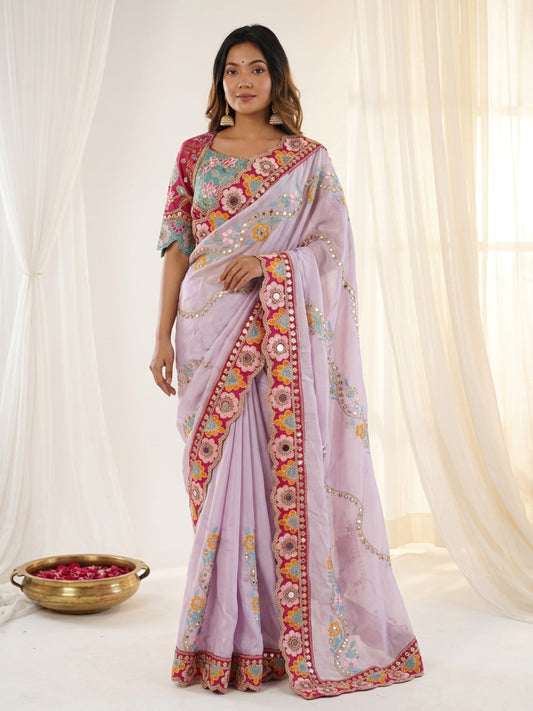 Women's Rangoli Silk Saree With Stitched Blouse Piece