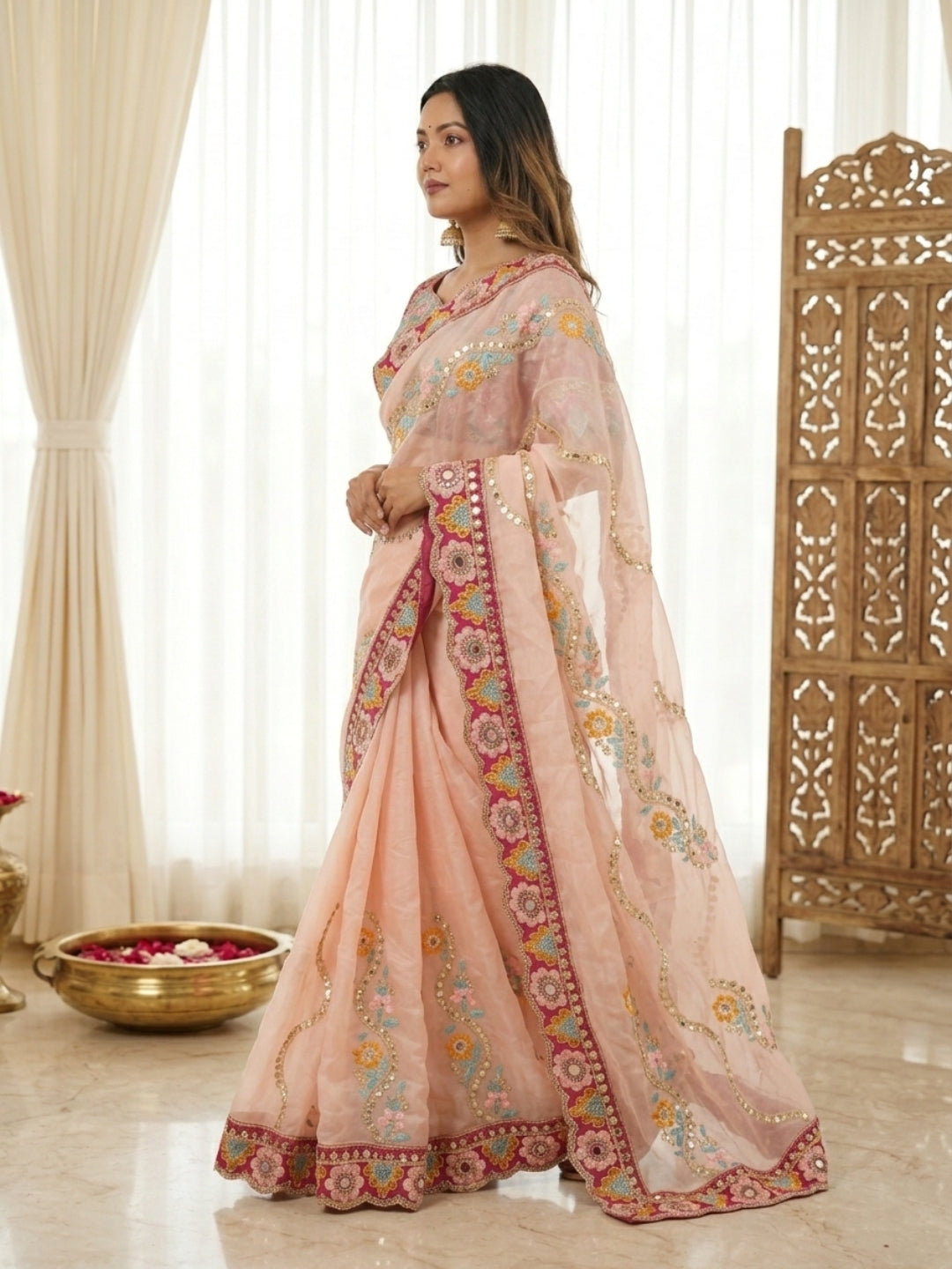 Women's Rangoli Silk Saree With Stitched Blouse Piece