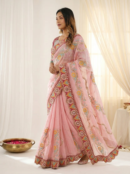 Women's Rangoli Silk Saree With Stitched Blouse Piece