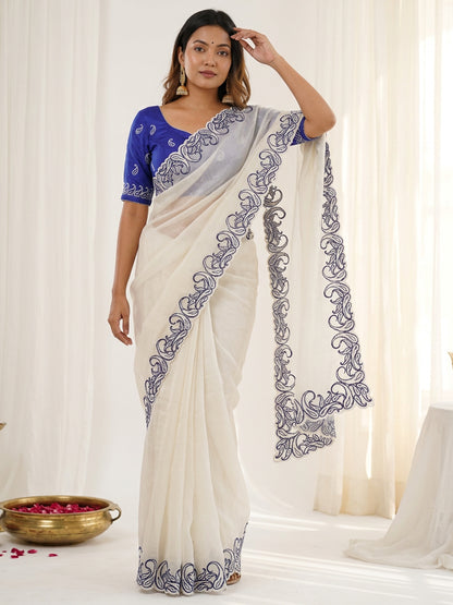 Women's Crunchy Silk Saree With Unstitched Blouse Piece