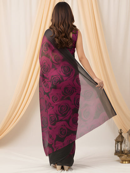 Women's Fendy Chiffon Saree With Unstitched Blouse Piece