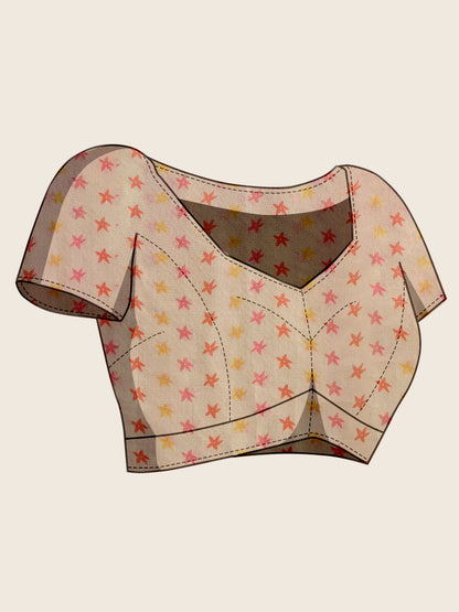 Women's Linen Printed Saree With Unstitched Blouse Piece