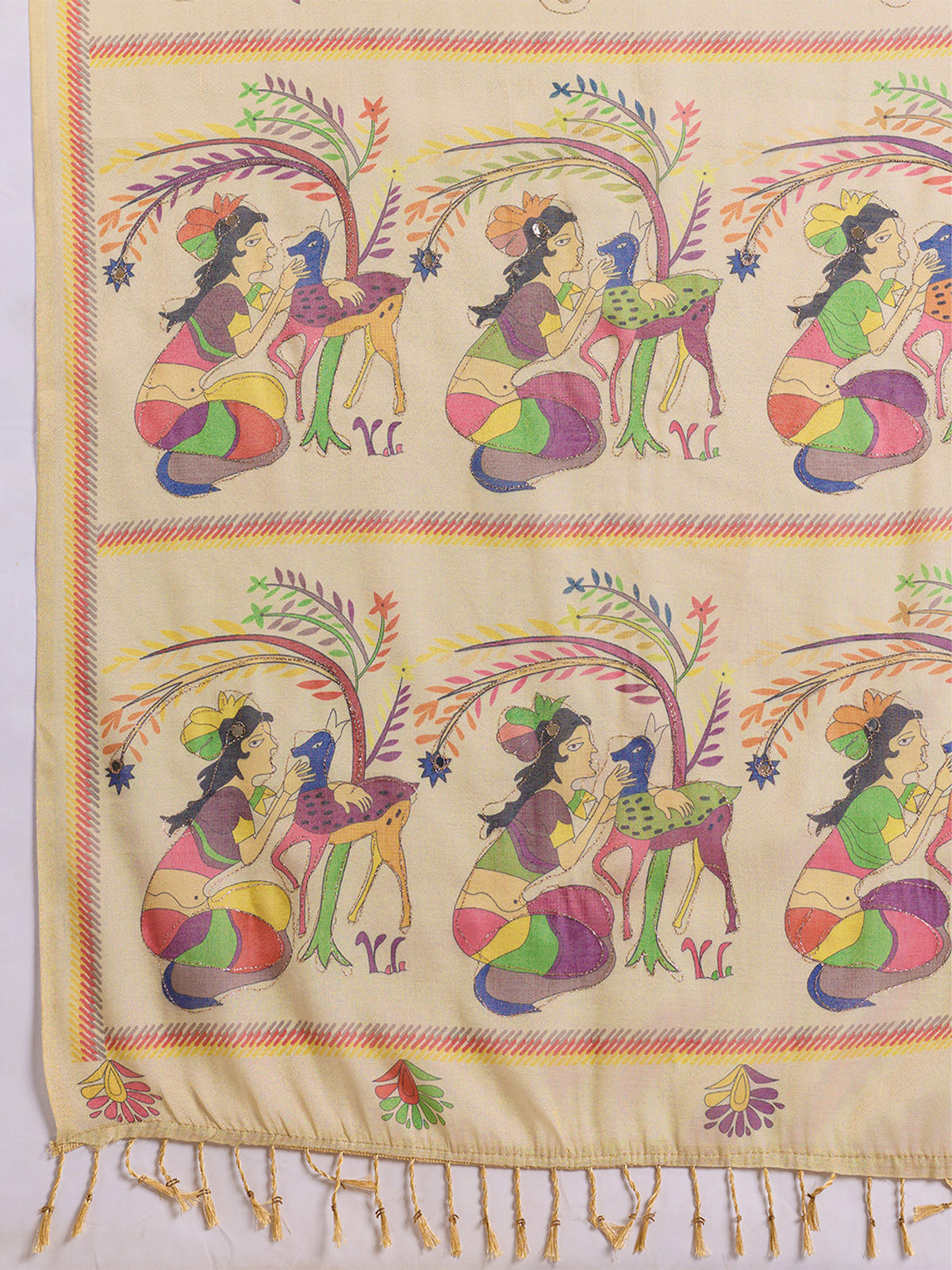 Women's Linen Printed Saree With Unstitched Blouse Piece