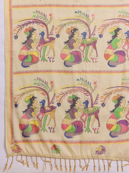 Women's Linen Printed Saree With Unstitched Blouse Piece