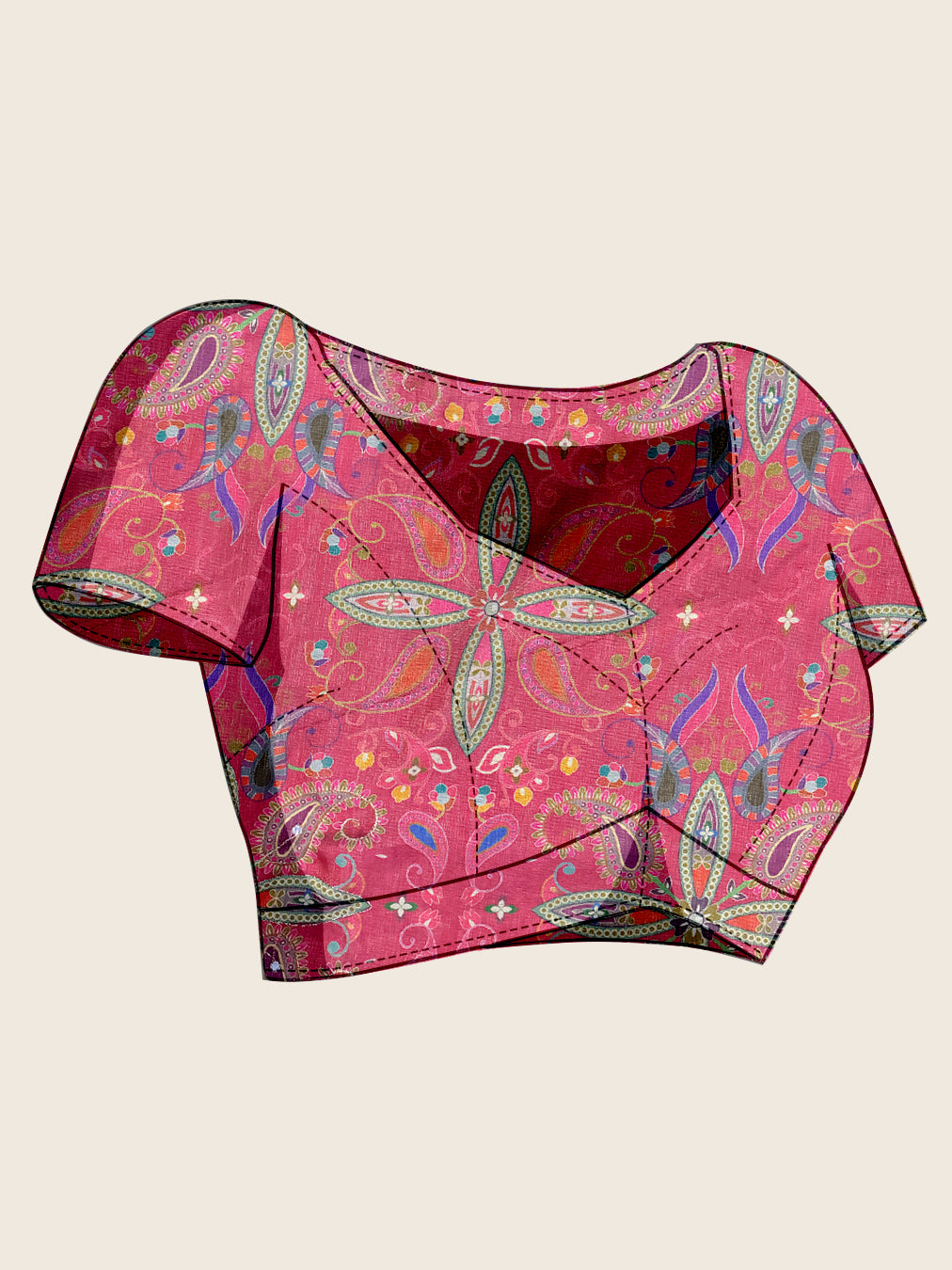 Women's Linen Printed Saree With Unstitched Blouse Piece