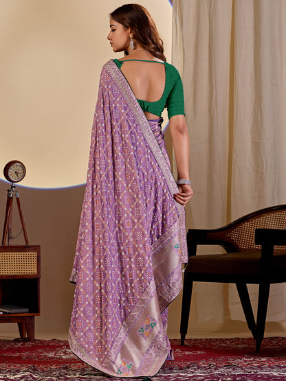 Women's Vichitra Silk Saree With Unstitched Blouse Piece