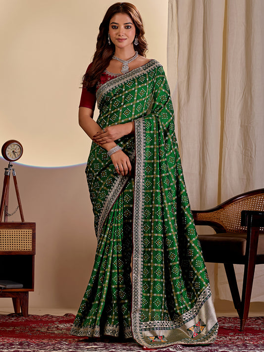 Women's Vichitra Silk Saree With Unstitched Blouse Piece