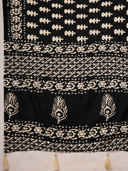 Women's Chinon Silk Saree With Unstitched Blouse Piece