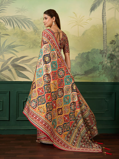 Women's Crepe Silk Saree With Unstitched Blouse Piece