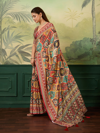 Women's Crepe Silk Saree With Unstitched Blouse Piece