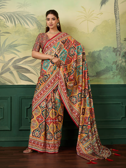 Women's Crepe Silk Saree With Unstitched Blouse Piece