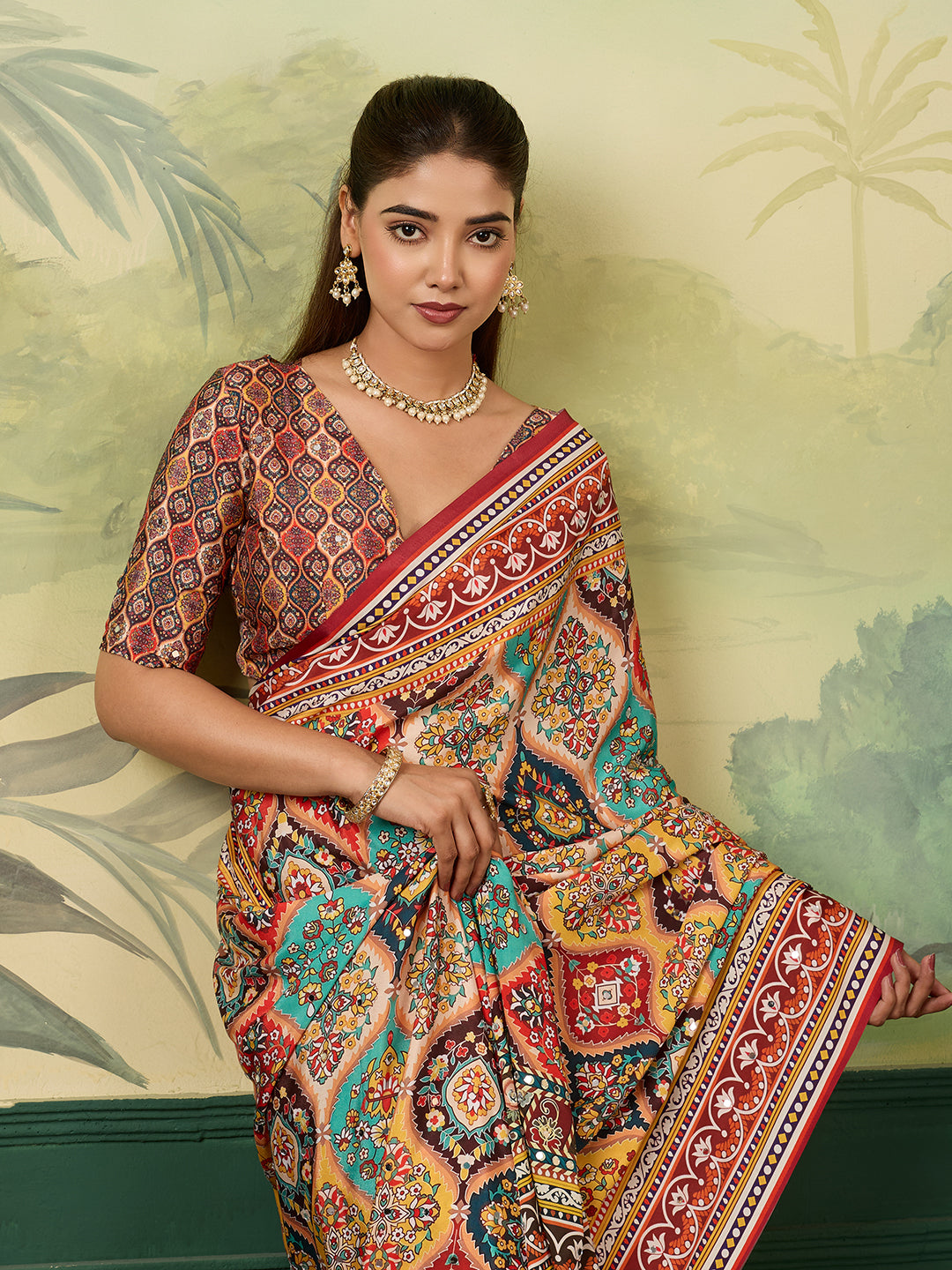 Women's Crepe Silk Saree With Unstitched Blouse Piece