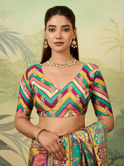 Women's Crepe Silk Saree With Unstitched Blouse Piece
