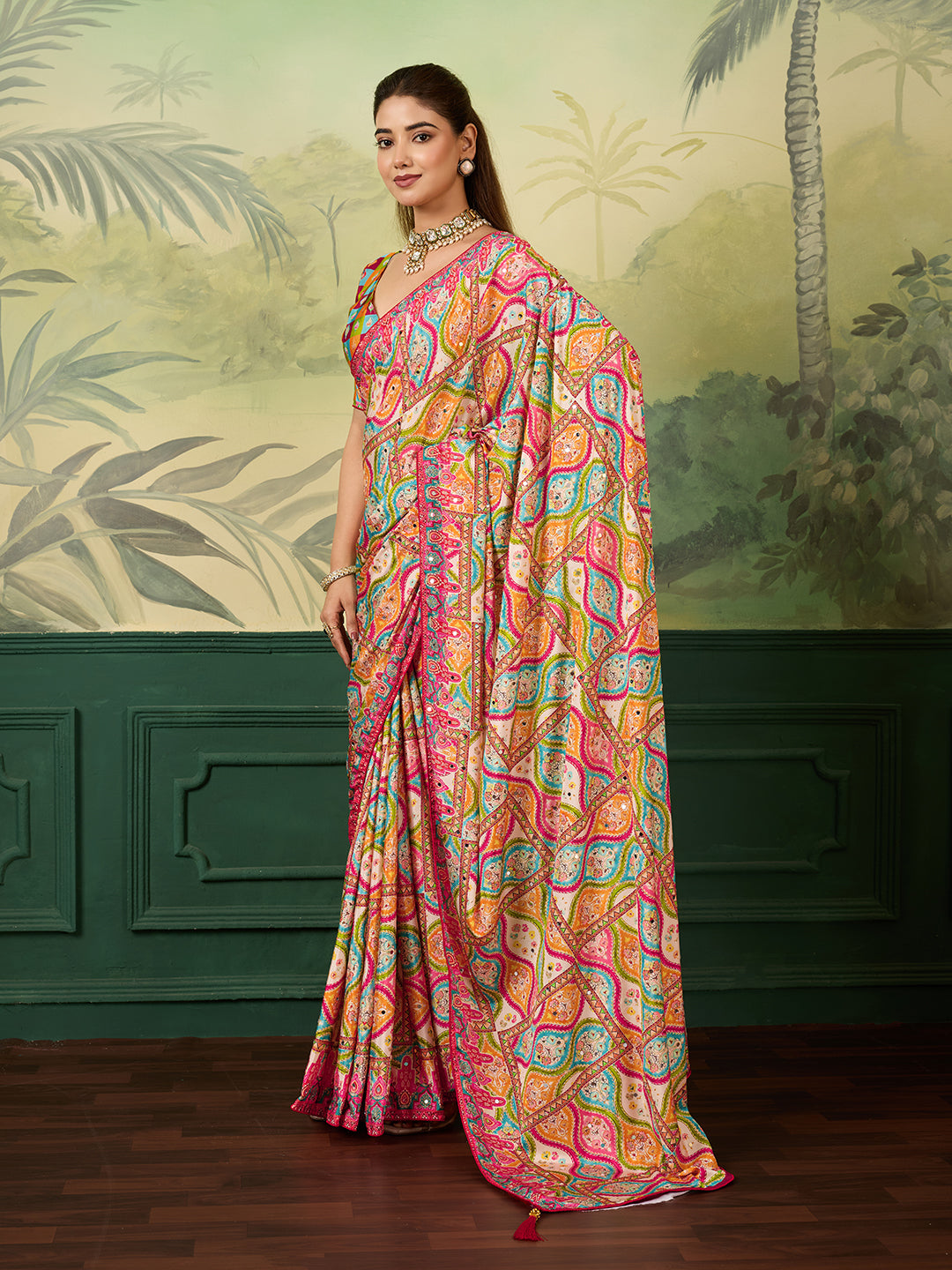 Women's Crepe Silk Saree With Unstitched Blouse Piece
