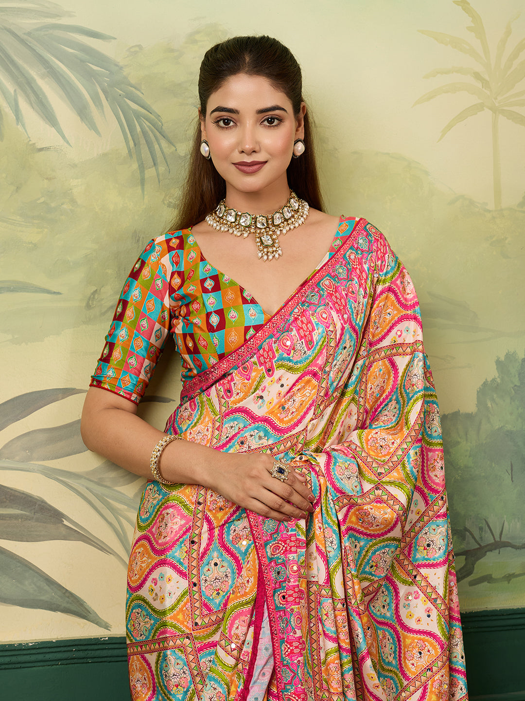 Women's Crepe Silk Saree With Unstitched Blouse Piece