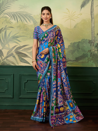 Women's Crepe Silk Saree With Unstitched Blouse Piece