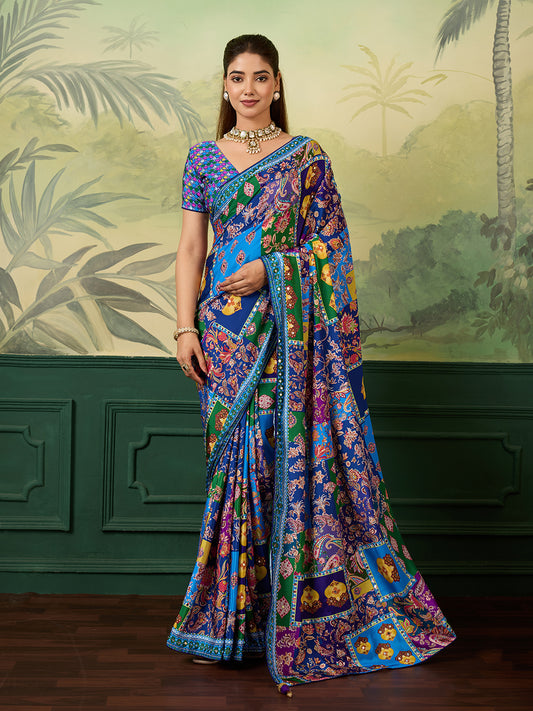 Women's Crepe Silk Saree With Unstitched Blouse Piece