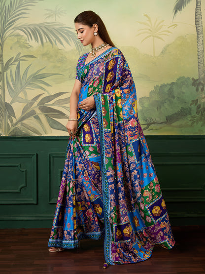Women's Crepe Silk Saree With Unstitched Blouse Piece