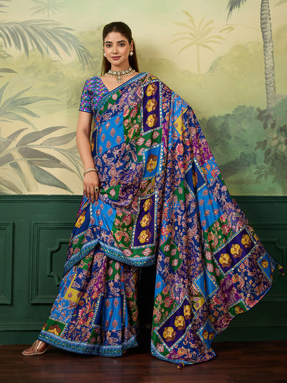 Women's Crepe Silk Saree With Unstitched Blouse Piece