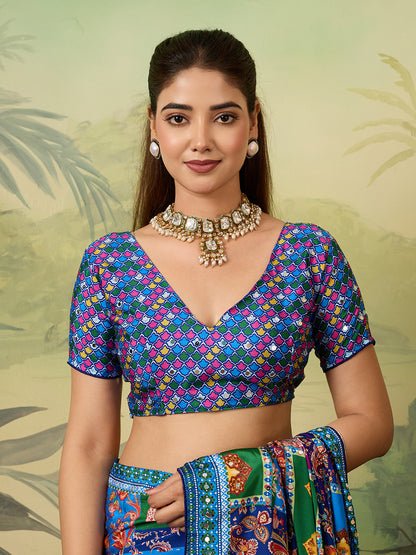 Women's Crepe Silk Saree With Unstitched Blouse Piece