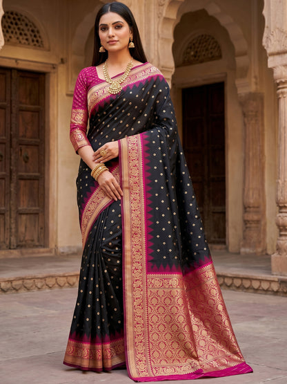 Women's Banarasi Silk Saree With Unstitched Blouse Piece