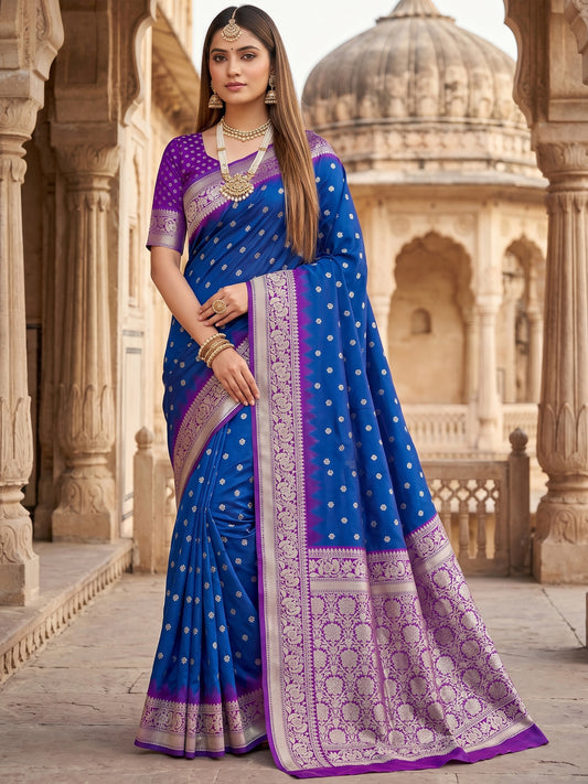 Women's Banarasi Silk Saree With Unstitched Blouse Piece