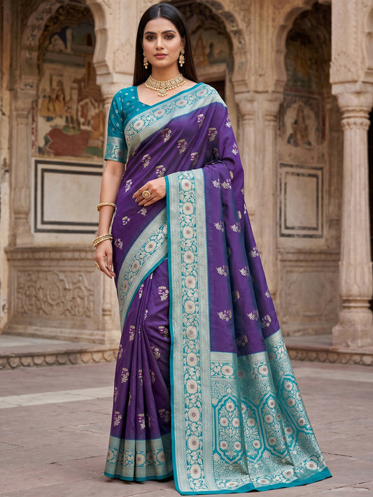 Women's Banarasi Silk Saree With Unstitched Blouse Piece