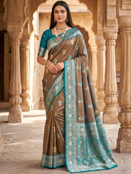 Women's Banarasi Silk Saree With Unstitched Blouse Piece
