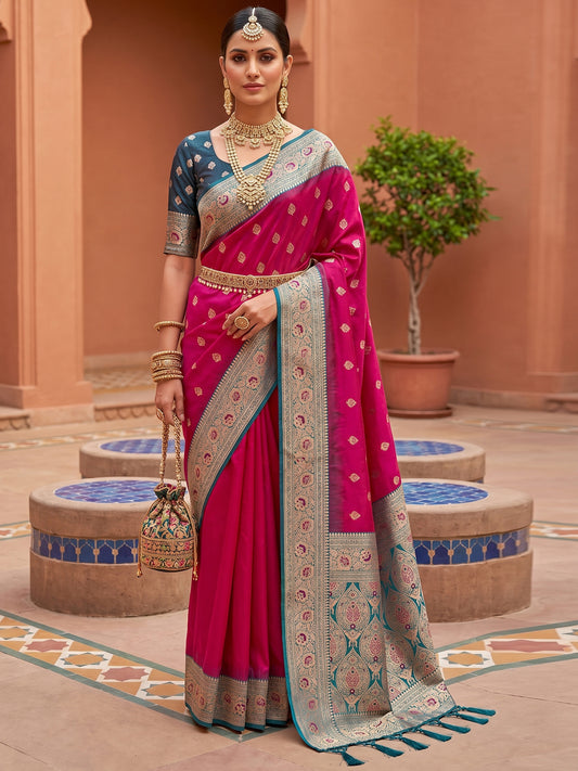 Women's Banarasi Silk Saree With Unstitched Blouse Piece