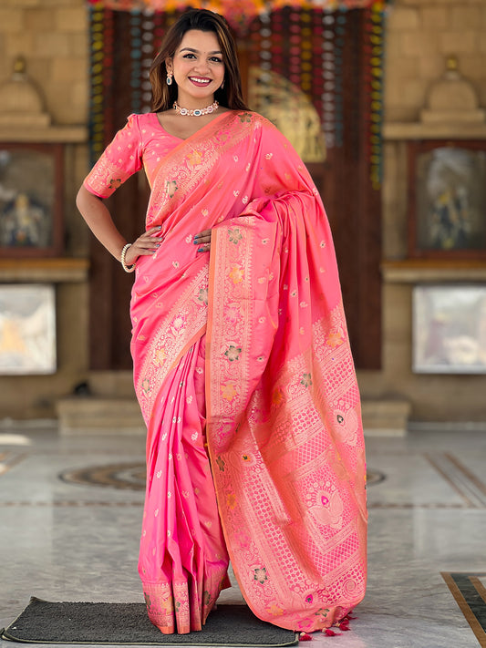 Women's Banarasi Silk Saree With Blouse Piece