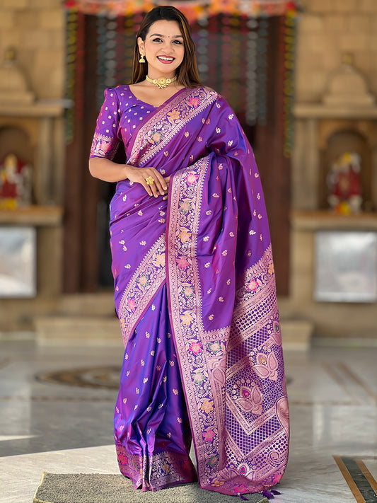 Women's Banarasi Silk Saree With Blouse Piece