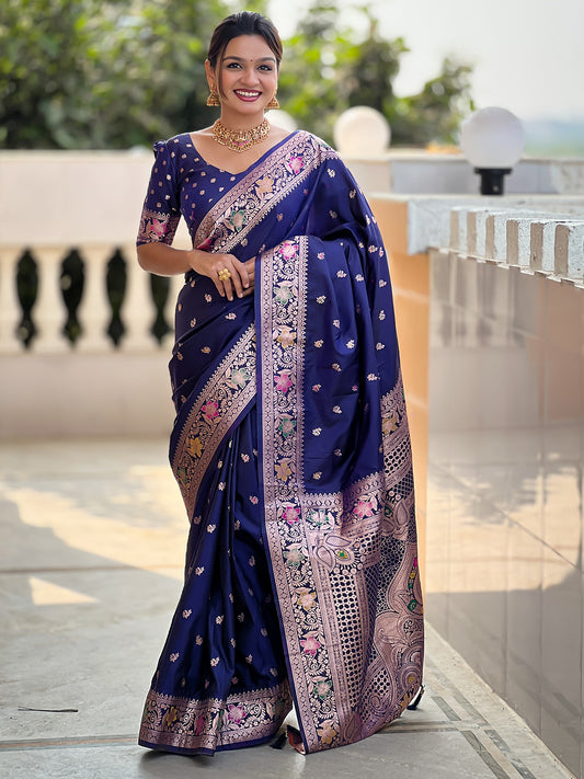 Women's Banarasi Silk Saree With Blouse Piece