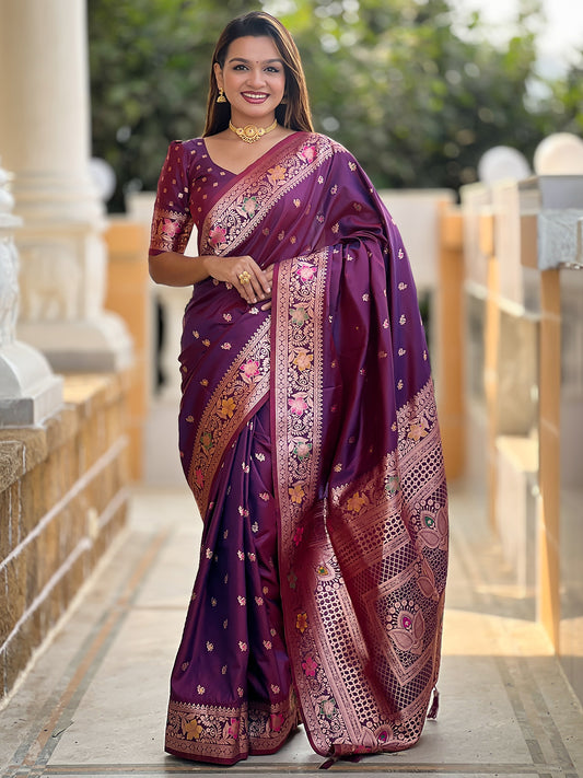 Women's Banarasi Silk Saree With Blouse Piece
