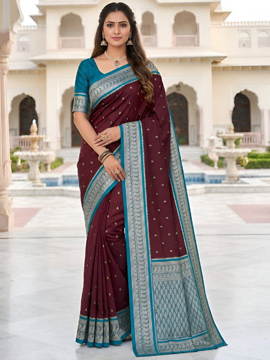 Women's Banarasi Silk Saree With Unstitched Blouse Piece