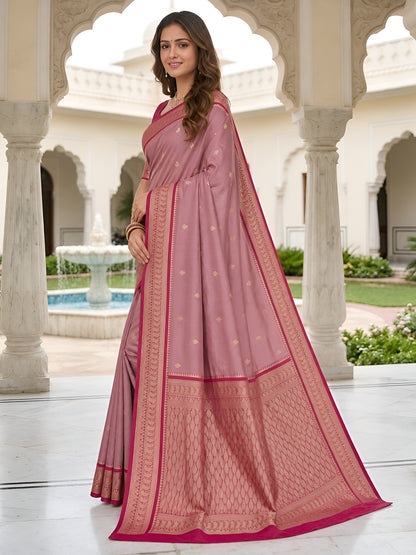 Women's Banarasi Silk Saree With Unstitched Blouse Piece