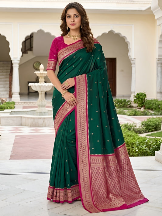 Women's Banarasi Silk Saree With Unstitched Blouse Piece