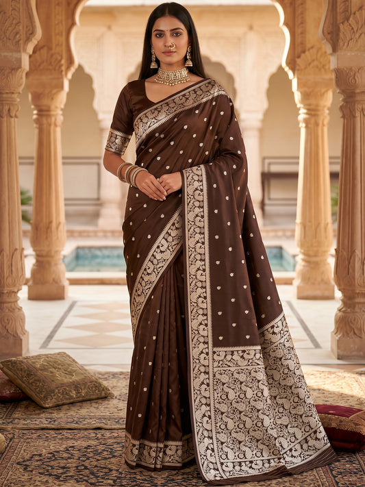 Women's Banarasi Silk Saree With Unstitched Blouse Piece