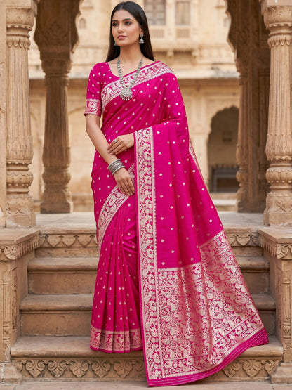 Women's Banarasi Silk Saree With Unstitched Blouse Piece