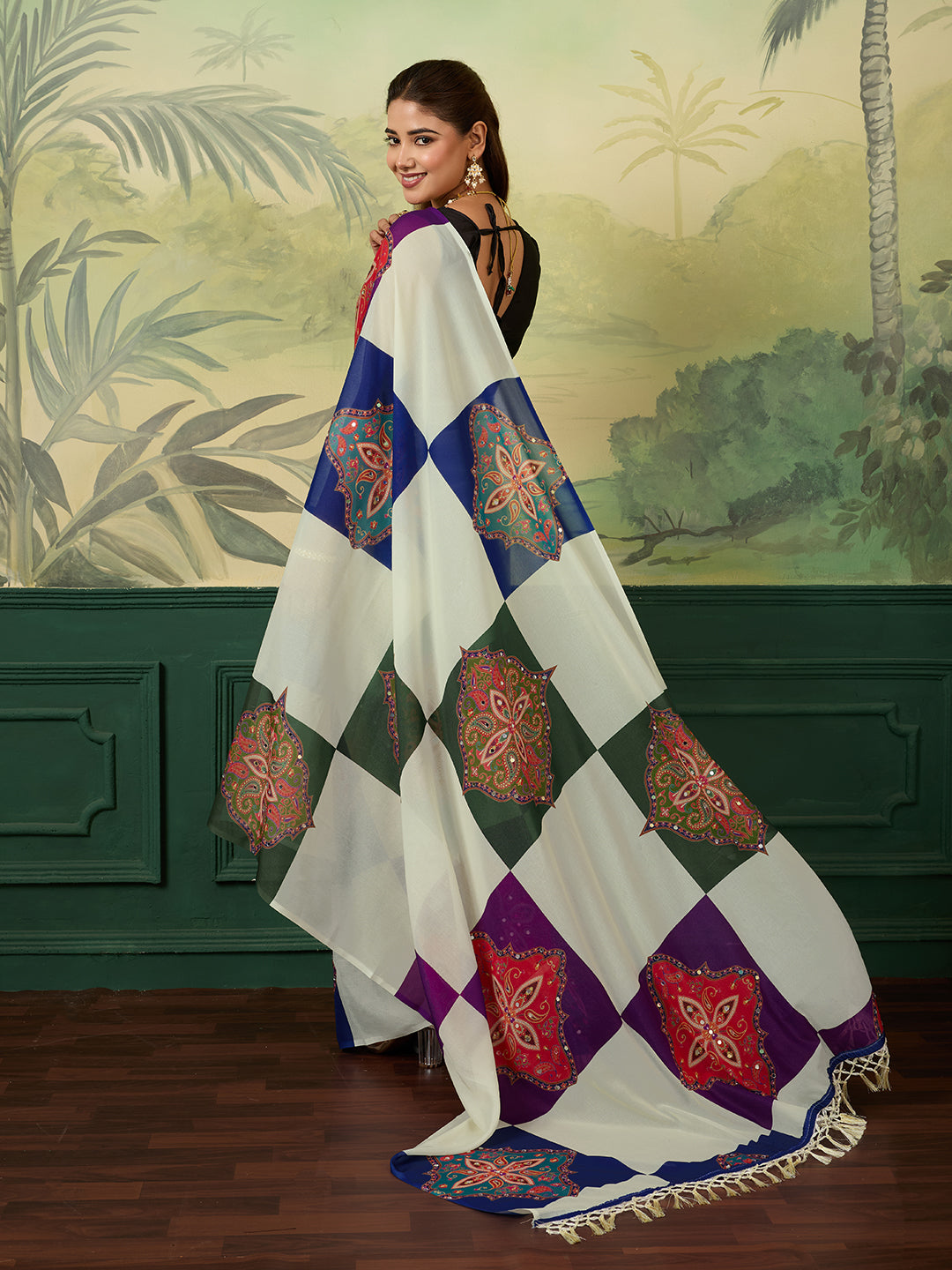 Women's Georgette Silk Saree With Unstitched Blouse Piece
