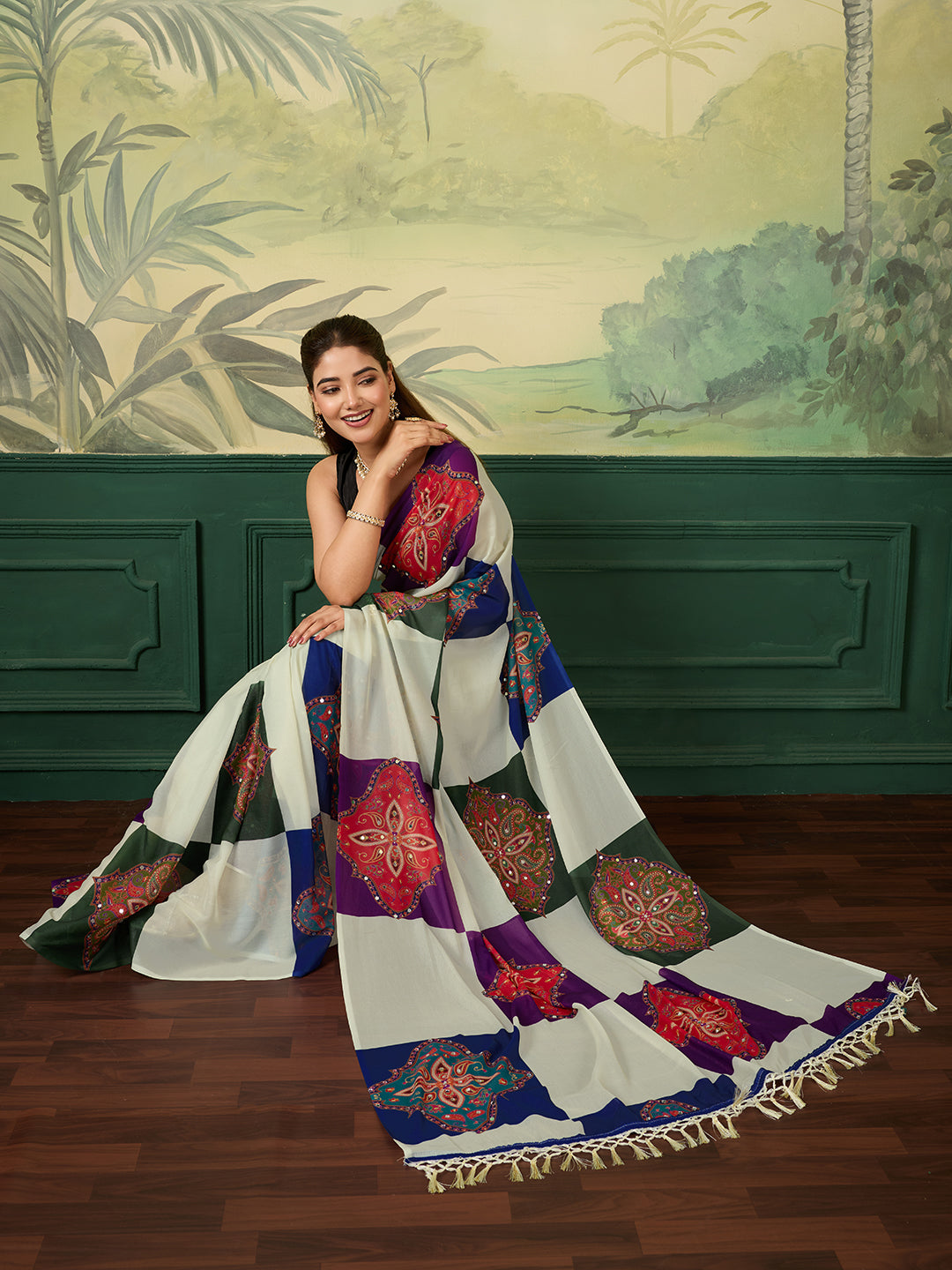 Women's Georgette Silk Saree With Unstitched Blouse Piece