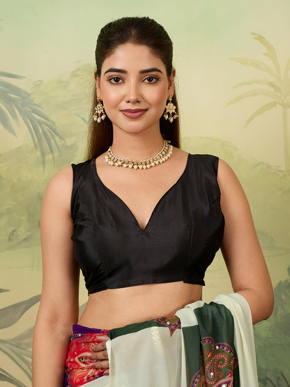 Women's Georgette Silk Saree With Unstitched Blouse Piece