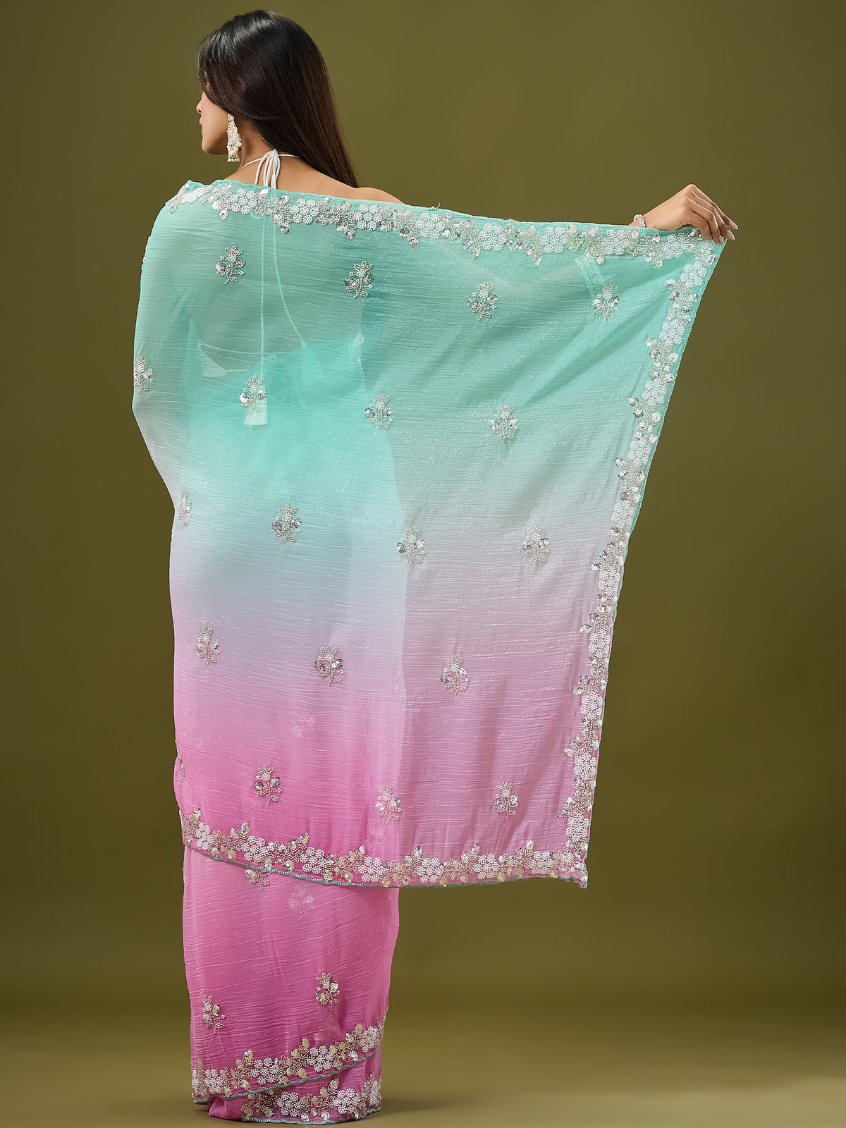 Women's Crunchy Crush Saree With Unstitched Blouse Piece