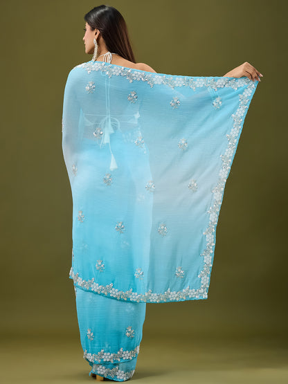 Women's Crunchy Crush Saree With Unstitched Blouse Piece