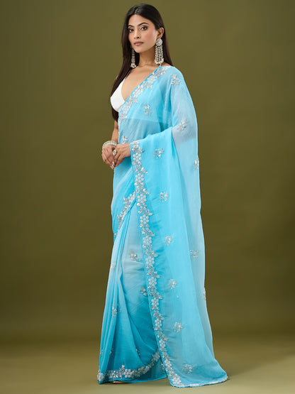 Women's Crunchy Crush Saree With Unstitched Blouse Piece