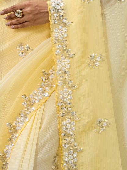 Women's Crunchy Crush Saree With Unstitched Blouse Piece