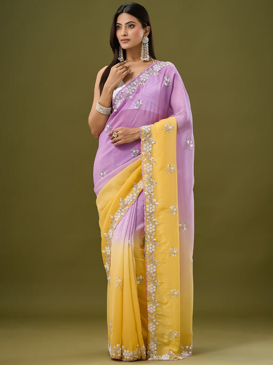 Women's Crunchy Crush Saree With Unstitched Blouse Piece