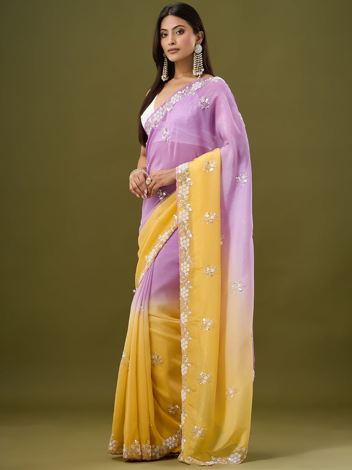 Women's Crunchy Crush Saree With Unstitched Blouse Piece
