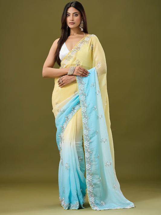 Women's Crunchy Crush Saree With Unstitched Blouse Piece