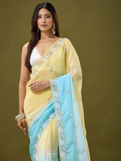 Women's Crunchy Crush Saree With Unstitched Blouse Piece